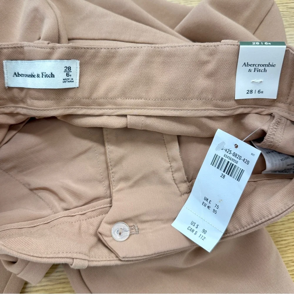 Abercrombie & Fitch Sloane Wide-Leg Trouser/Pants in Brown/Camel Size 28/6R NWT - Picture 6 of 9